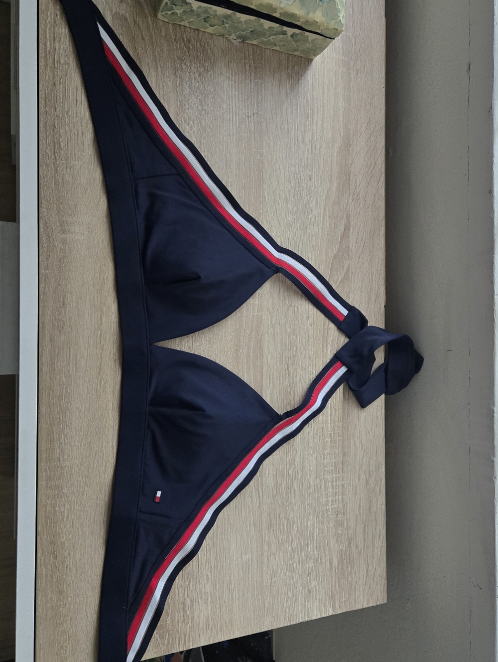 Tommy Hilfiger Navy Bikini Top with Red & White Trim